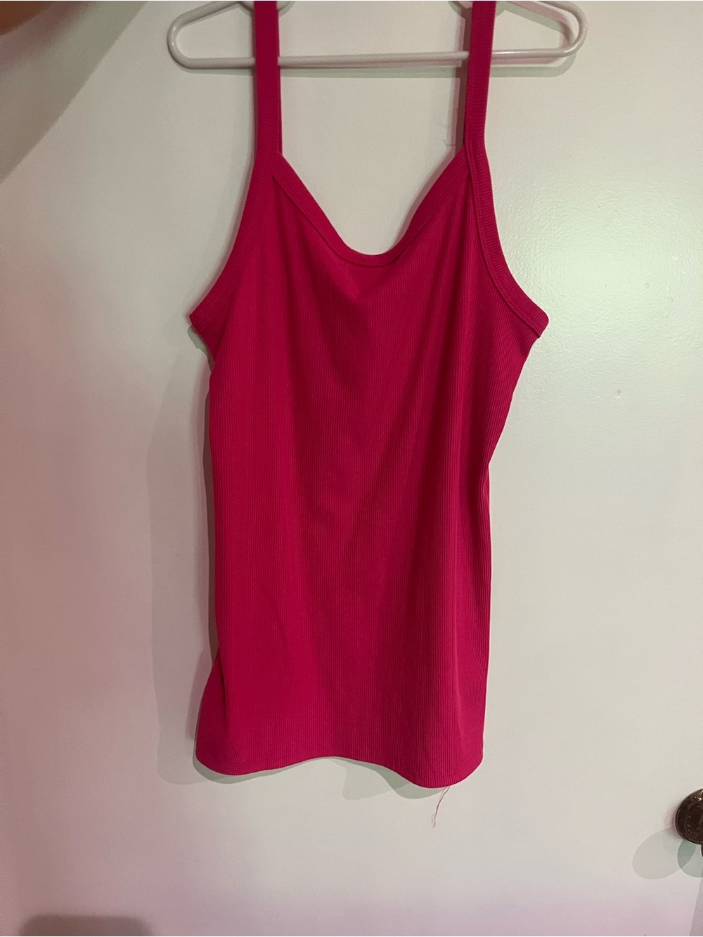 No Boundaries Hot Pink Ribbed Tank Top - Women's Spaghetti Strap